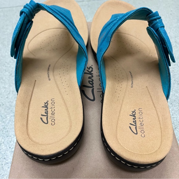 Clarks Women's Laurieann Rae Slip On Thong Sandals Blue 12W - Picture 5 of 8